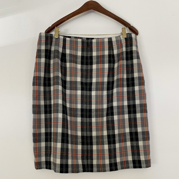 ✨ JG Hook Plaid 100% Wool Pencil Skirt Academia Plus Size - Picture 3 of 8
